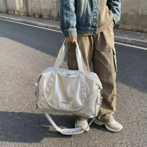 Unisex Fashion PU Breathable Super Lightweight Large Capacity Short haul Travel Boarding Duffel Bag Zipper Closure Hand