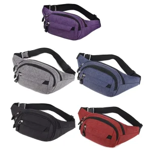 Unisex Korean Style Waterproof Oxford Crossbody Shoulder Bag Sports Travel Waist Bag with String Closure