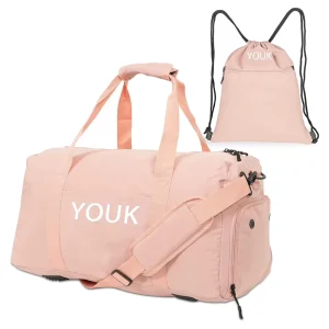 Unisex Large Nylon Polyester Gym Bag Waterproof Travel Workout Duffle Zipper Closure Sports Compartment Men’s Women’s Shoes Set