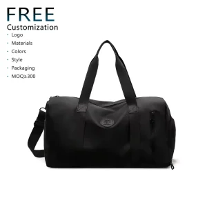 Unisex Lightweight Nylon Gym Bag Short Distance Travel Duffle Fashionable Geometric Zipper Wear Resistant Foldable Waterproof