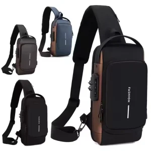 Unisex Men’s Crossbody Chest Bag with USB Coded Lock Waterproof Anti Theft Fashion Cool Sling Custom Logo
