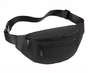 Unisex Oxford Fanny Packs Waterproof Zipper Closure Anti-Theft Waist Packs for Travel Walking Running Cycling Black