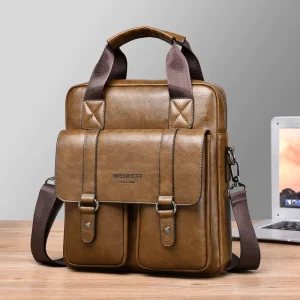 Unisex PU Leather Men Business Handbag Briefcase Bag Suitcase Soft Handbag Messenger Bag