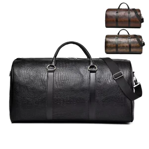 Unisex PU Leather Sport Gym Bag Daily Use Travel Duffle Zipper Closure Geometric Polyester Design Fashion Daily Use Travel