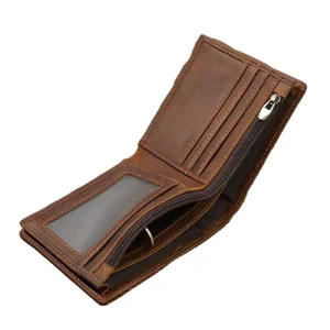 Unisex RFID Slim Credit Card Holder Front Pocket Slim Zipper Change Coin Purse Short Leather Wallets Wallet for Men & Women
