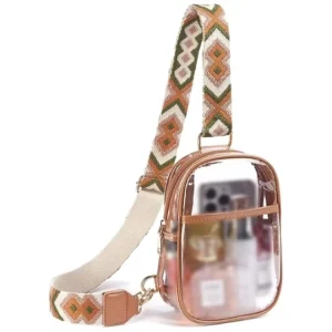 Unisex Transparent Crossbody Sling Bag Waterproof PVC Zipper Design for Stadium and Outdoor Use