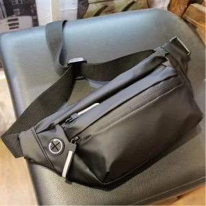 Unisex Waterproof PU Fanny Pack Men’s Breast Bag for Casual Sports Cycling Zipper Closure Messenger Bag for Running Travel