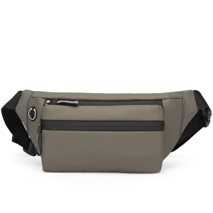Unisex Waterproof PU Fanny Pack Zipper Closure Breast Bag Casual Sports Cycling Running Travel Messenger Bag