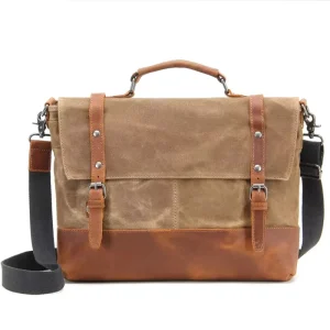 Urban Minimalist Style Men’s One Shoulder Crossbody Briefcase Waterproof Canvas Large Capacity Multifunctional Mailman