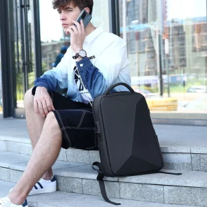 Usb Bag Fenruien Oem Custom Logo Black Leather Laptop Backpack ABS Universal Style Casual Laptop Bag