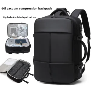 Vacuum-sealed Oxford Men’s Business Travel Laptop Backpack Polyester 36-55L Large Capacity Waterproof Vacuum-Compressed Design