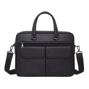 Vegan Leather Men’s Business Handbag High Quality Horizontal Document 15.6 Inch Laptop Men’s Official Portable Bag for Meeting