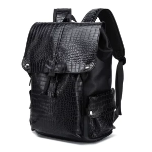 Vegan Leather Travel Backpack Men’s Waterproof Casual Laptop Backpack Fashion Design Leather Backpack