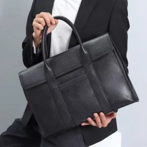 Vegetable Tanned Cowhide Genuine Leather Waterproof Soft Men’s High End Business Laptop Briefcase with Large Capacity