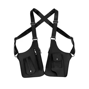 Vest Bag Tactical Chest Bag Men’s Retro Under arm Multi Functional Shoulder Sports Bag PVC Waterproof Expandable
