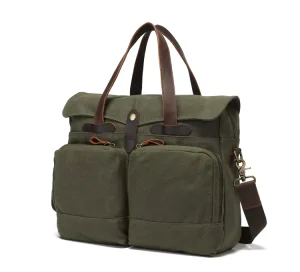 Vintage Business Men’s Messenger Bags Canvas Multi pocket Laptop Handbags Canvas Shoulder Bags
