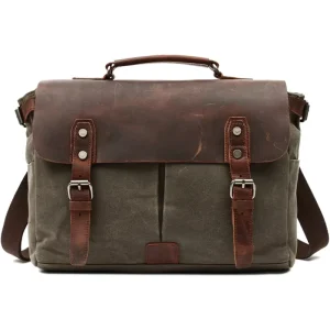 Vintage Canvas Leather Messenger Bag for Men Custom Crossbody Bag with Customized Design for Outdoor Use