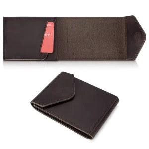 Vintage Cash Mens Wallet Card Case Luxury Crazy Horse Leather Credit Card Wallet Slim RFID Blocking Cash Purse for Men