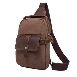 Vintage Casual Daily Use Crossbody Small Single Shoulder Canvas Sling Bag Men’s Chest Bag