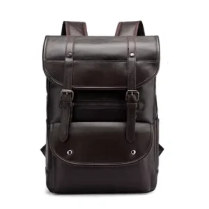 Vintage College Student Backpack for Men Waterproof Laptop Backpack Large Leather School Shoulder Bag Book Bag