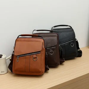 Vintage Commuting Men’s Shoulder Bag Wholesaler Business Cross body Bag Durable Waterproof PU Leather Bag