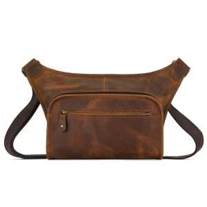 Vintage Cowhide Crazy Horse Real Leather Satchel Shoulder Cross Body Waist Chest Bag Genuine Leather Messenger Bags