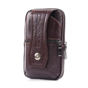 Vintage Cowhide Phone Waist Bags Fashionable Men’s Cowhide Waist Bags Shopping Travel Cowhide Waist Bag