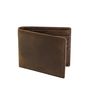 Vintage Crazy Horse Leather Bifold Wallet, RFID, Slim Card Holder