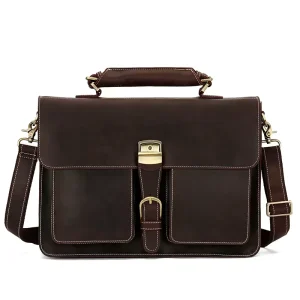 Vintage Crazy Horse Man Business Laptop Crossbody Shoulder Messenger Bag Luxury Brand Genuine Leather Briefcase