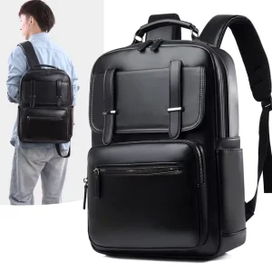 Vintage Custom LOGO Large Capacity Travel Backpack Bag for Men Fashion Men PU Men’s Backpack