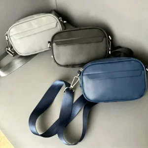 Vintage Designer Men’s Crossbody PU Leather Waterproof Embroidery Bag Casual Sling Shoulder Side Messenger Custom Logo