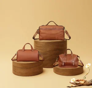 Vintage Elegant Boston Bag Genuine Leather Crossbody Shoulder Handbag Travel Bag Men Women Large