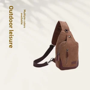 Vintage England Style Men’s Canvas Chest Bag Outdoor Sports Cycling Wear Resistant