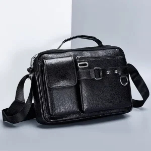 Vintage Fashion Designer Men’s Shoulder Messenger Bags Luxury Pu Leather Custom Logo Sling Crossbody Polyester Summer