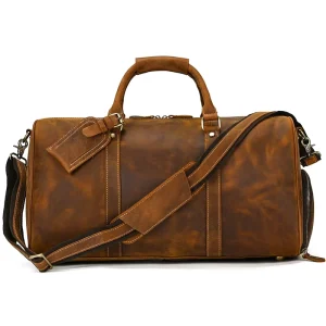 Vintage Fashion Luxury Handbags Men’s Leather Weekender Duffle Luggage Bag Man Genuine Leather Travel Bag
