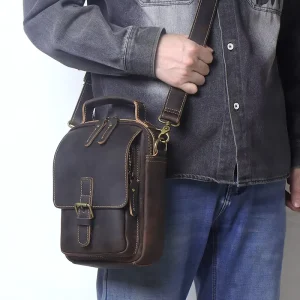 Vintage Fashion Men’s Genuine Leather Shoulder Bag Casual Luxury Messenger Work Lightweight Outdoor Cowhide Crossbody Bags