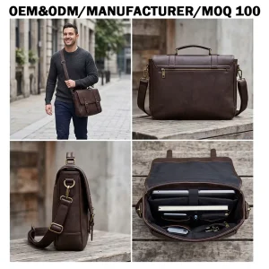 Vintage Faux Leather Men’s Satchel Bag Retro Crossbody Shoulder Bag for Men Durable Male Commute Bag OEM Manufacturer