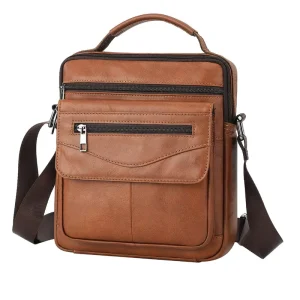 Vintage First Layer Cowhide Genuine Leather Men’s Casual Crossbody High Quality Shoulder Messenger Bags