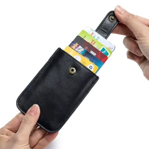 Vintage Genuine Cowleather Pull-Out Card Bag RFID Ultra Thin Multi Card Holder Portable Men’s Small Business Card Bag