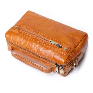 Vintage Genuine Leather Men’s Bag Vegetable Tanned Leather Shoulder Messenger Bag First Layer Cowhide Multifunctional Handbag