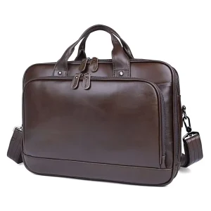 Vintage Genuine Leather Men’s Laptop Bag Briefcases Handbag Large Capacity Leather Men’s Lawyer Briefcase