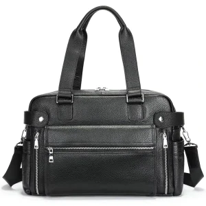 Vintage Genuine Leather Multifunctional Laptop Briefcase, Men’s Business Handbag