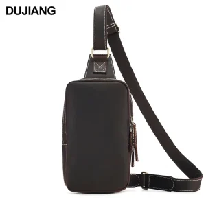 Vintage Genuine Leather Single Shoulder Sling Bag for Men Casual Crossbody Chest Multi-Functional Messenger for Outdoors