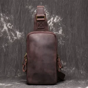 Vintage Genuine Leather Sling Bag Men’s Fashion Waist Crossbody Chest Bag LCB-0009B