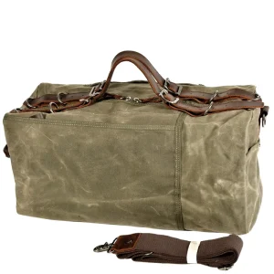 Vintage Genuine Leather With Canvas Weekend Mens Gym Canvas Custom Duffle Bag