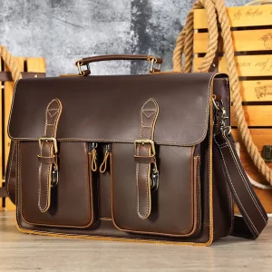 Vintage Handbags Men’s Leather Notebook Bag Cowhide Travel Trolley Wheel Luggage Men’s Messenger Bag Business Briefcases