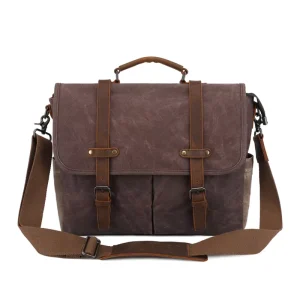 Vintage Large Capacity Waxed Canvas Cross Shoulder Bag for Men Blank Messenger Magnetic Button Sacoche Homme