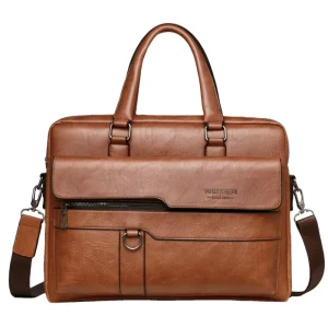 Vintage Large PU Leather Men’s Crossbody Bag with Zipper Closure Custom Logo Fashion Style Briefcase Handbag