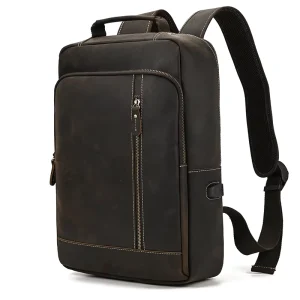 Vintage Leather Backpack Men’s School Bag Casual Sports Backpack Business Laptop Backpack