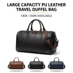 Vintage Leather Duffle Bag for Men Large Capacity Travel Duffel with Multiple Pockets Waterproof Gym Bag for Weekend Getaway